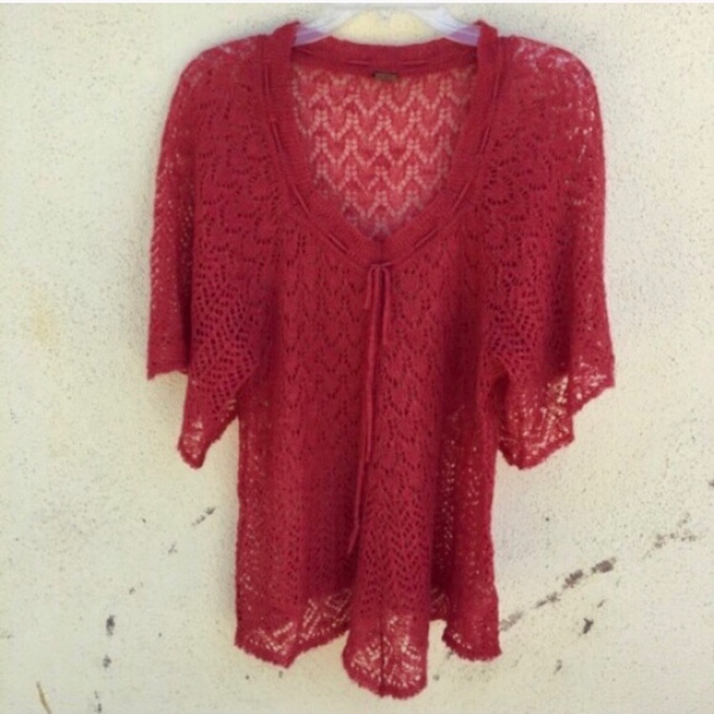 Free People Open-Stitched V-neck Sweater M